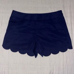 Express Navy Scallop Hem High Waist Shorts